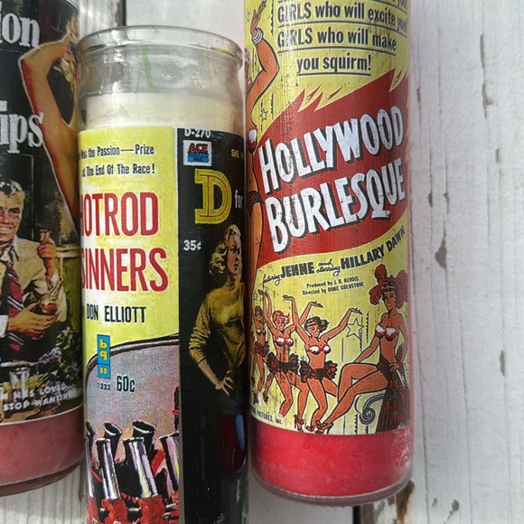 Set of Four Retro Handmade Glass Pillar Candles - Picture 2 of 3